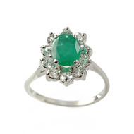 Bague d'occasion or 750 blanc diamants émeraude
