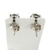 Boucles d'oreilles d'occasion or 750 blanc diamants noirs - vue V3