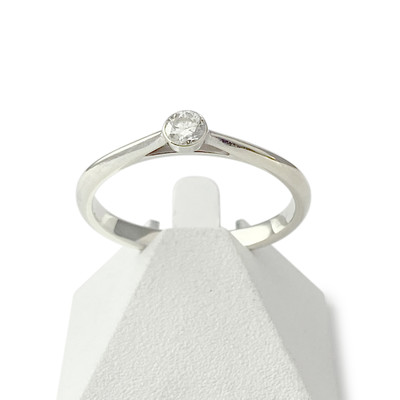 Solitaire d'occasion or 375 blanc diamant - vue 1
