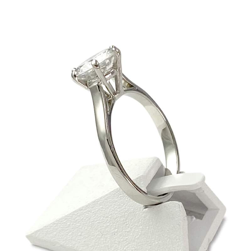 Solitaire d'occasion or 750 blanc diamant 1.45 carat - vue 2