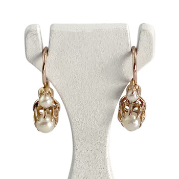 Boucles d'oreilles d'occasion or 750 jaune perles de culture