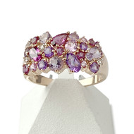 Bague d'occasion or 375 rose pierres fines