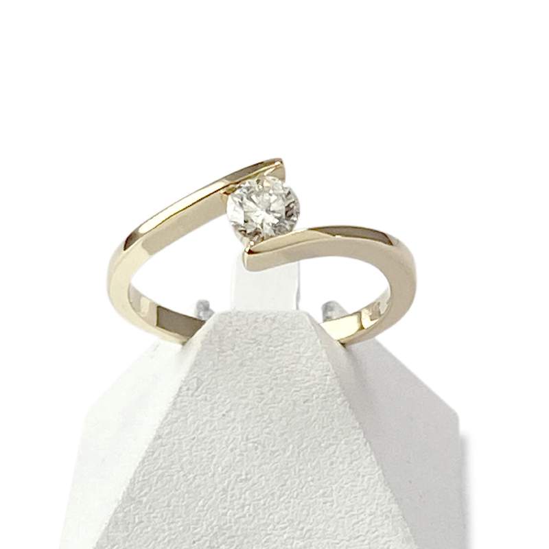 Solitaire d'occasion or 750 jaune diamant - vue 1