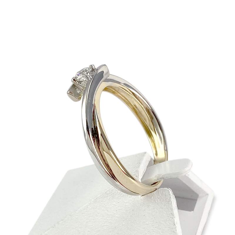 Solitaire d'occasion 2 ors 750 diamant - vue 2