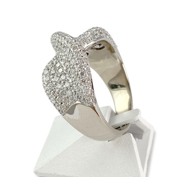 Bague d'occasion or 750 blanc diamants