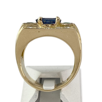 Second-hand gold ring 750 yellow diamonds emeralds sapphire