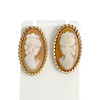 Boucles d'oreilles d'occasion or 750 jaune camées coquille - vue V1