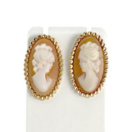 Boucles d'oreilles d'occasion or 750 jaune camées coquille