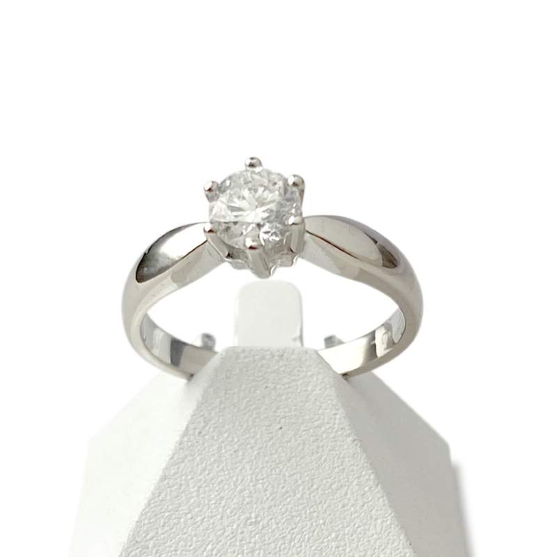 Solitaire d'occasion or 750 blanc diamant - vue 1