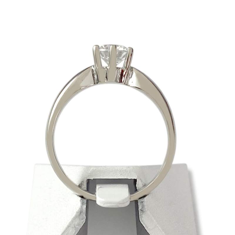 Solitaire d'occasion or 750 blanc diamant - vue 3