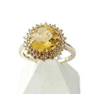 Bague d'occasion or 750 jaune citrine et diamants ambrés