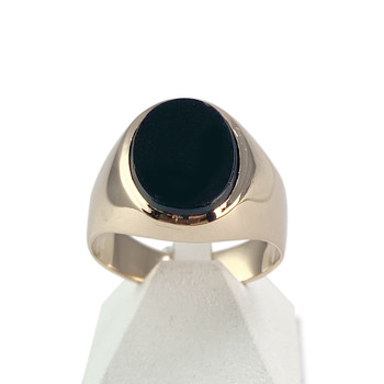 Chevalière d'occasion or 750 jaune onyx