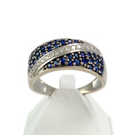 Bague d'occasion or 750 blanc saphirs et diamants