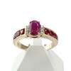 Bague d'occasion or 750 jaune rubis et diamants - vue V1