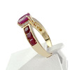 Bague d'occasion or 750 jaune rubis et diamants - vue V2