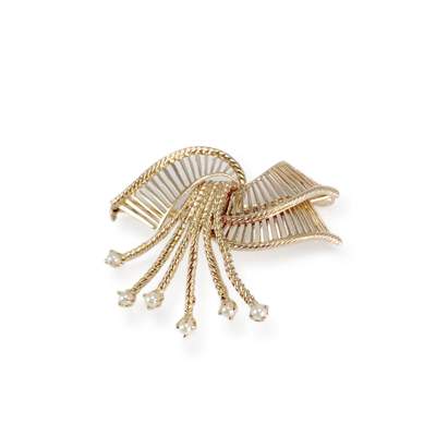 Broche Vintage En Alliage Métal Laqué Avec Perles Et Oxydes Rouges - Année 2015, Occasion, Bijou Fantaisie