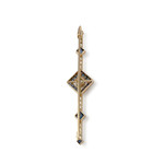 Broche d'occasion or 750 jaune diamants saphirs - vue 2