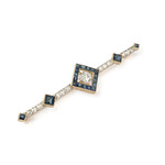 Broche d'occasion or 750 jaune diamants saphirs - vue 4