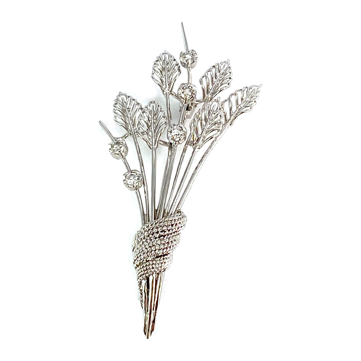 Broche d'occasion or 750 blanc diamants