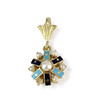 Pendentif d'occasion or 750 jaune perles laque bleue - vue V1