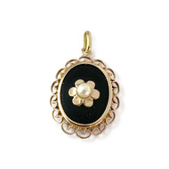 Pendentif d'occasion or 750 jaune onyx perle de culture de Chine