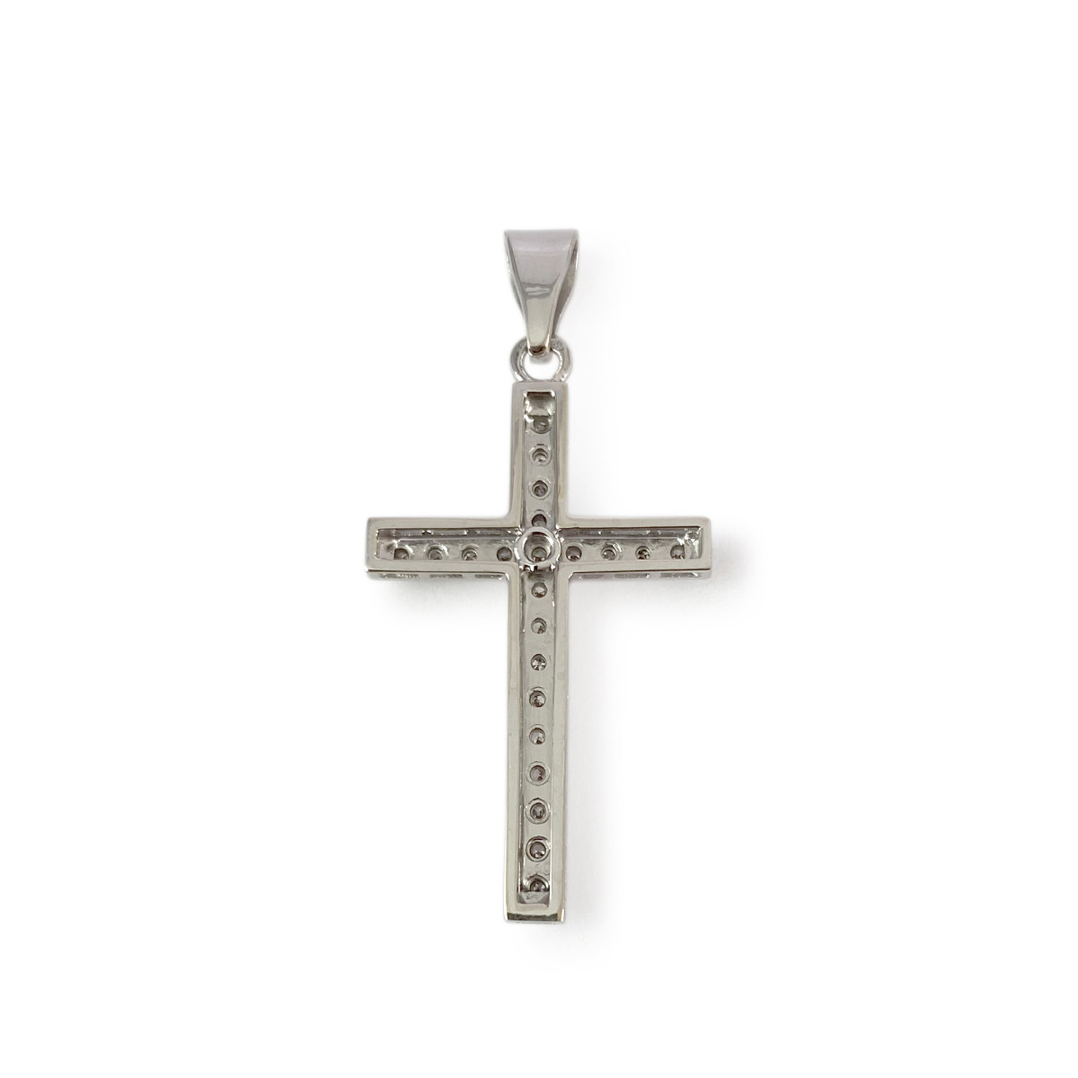 Pendentif croix d'occasion or 750 blanc diamants - vue 3