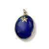 Pendentif porte photo d'occasion or 750 jaune laque bleue diamants - vue V2