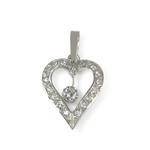 Pendentif coeur d'occasion or 750 blanc zirconias - vue 1
