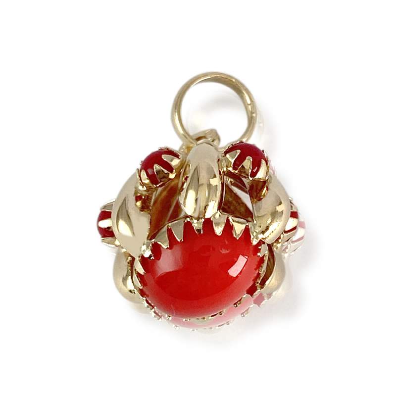 Pendentif d'occasion or 750 jaune pierres imitation rouges - vue 1