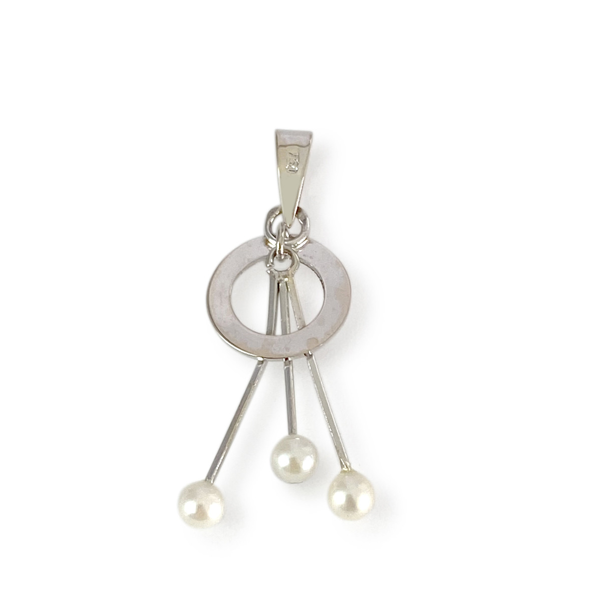 Pendentif d'occasion or 750 blanc perles de culture - vue 2