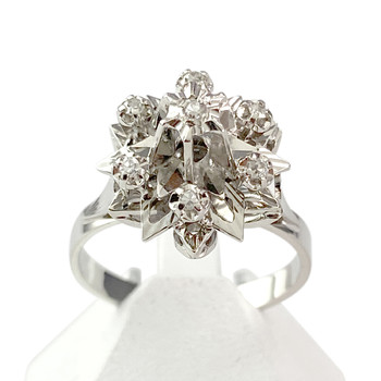 Tweedehands goud 750 witte diamanten ring