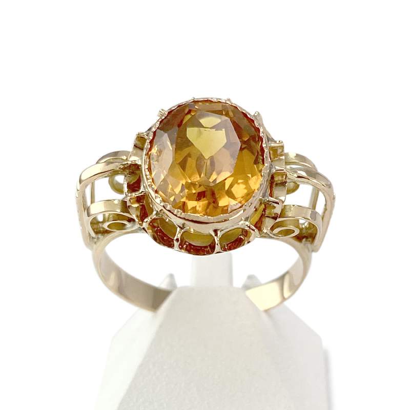 Bague d'occasion or 750 jaune corindon synthétique jaune - vue 1