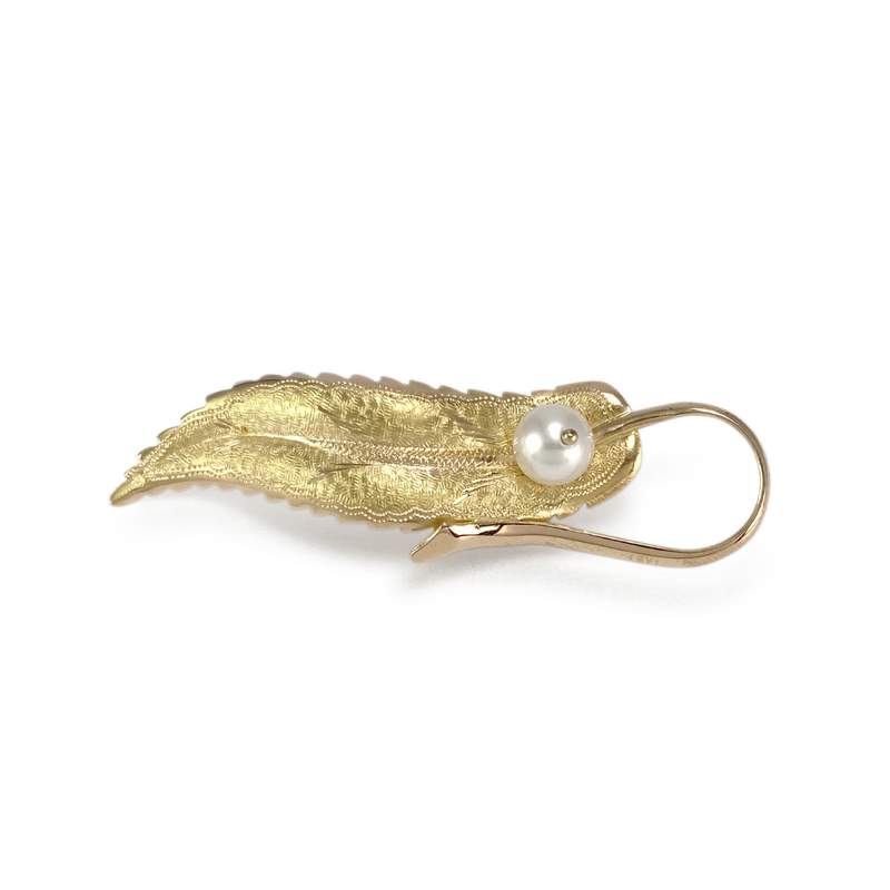 Tweedehands broche in goud 750 gele gekweekte parel - bekijk 2