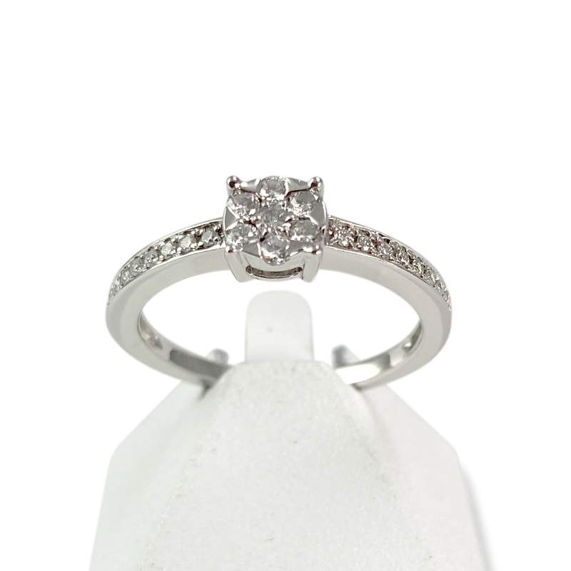 Bague d'occasion or 750 blanc diamants - vue 1