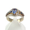 Bague d'occasion 2 ors 750 saphirs et diamants - vue V1