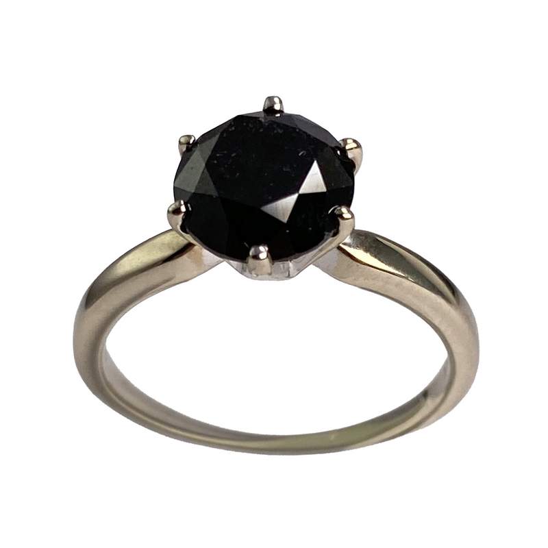 Bague d'occasion or 585 blanc diamant noir traité - vue 1