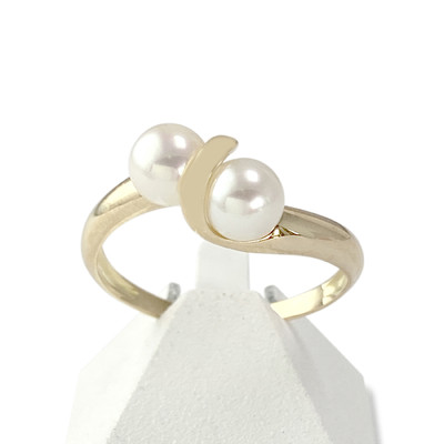 Second-hand gold ring 750 yellow cultured pearls