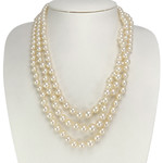 Collier triple rang d'occasion or 750 blanc perles de culture du Japon 55 cm - vue 2