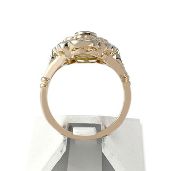 Tweedehands ring in 750 geelgoud met gerhodineerde saffieren en diamanten