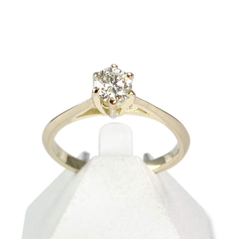 Solitaire d'occasion or 750 jaune diamant - vue 1