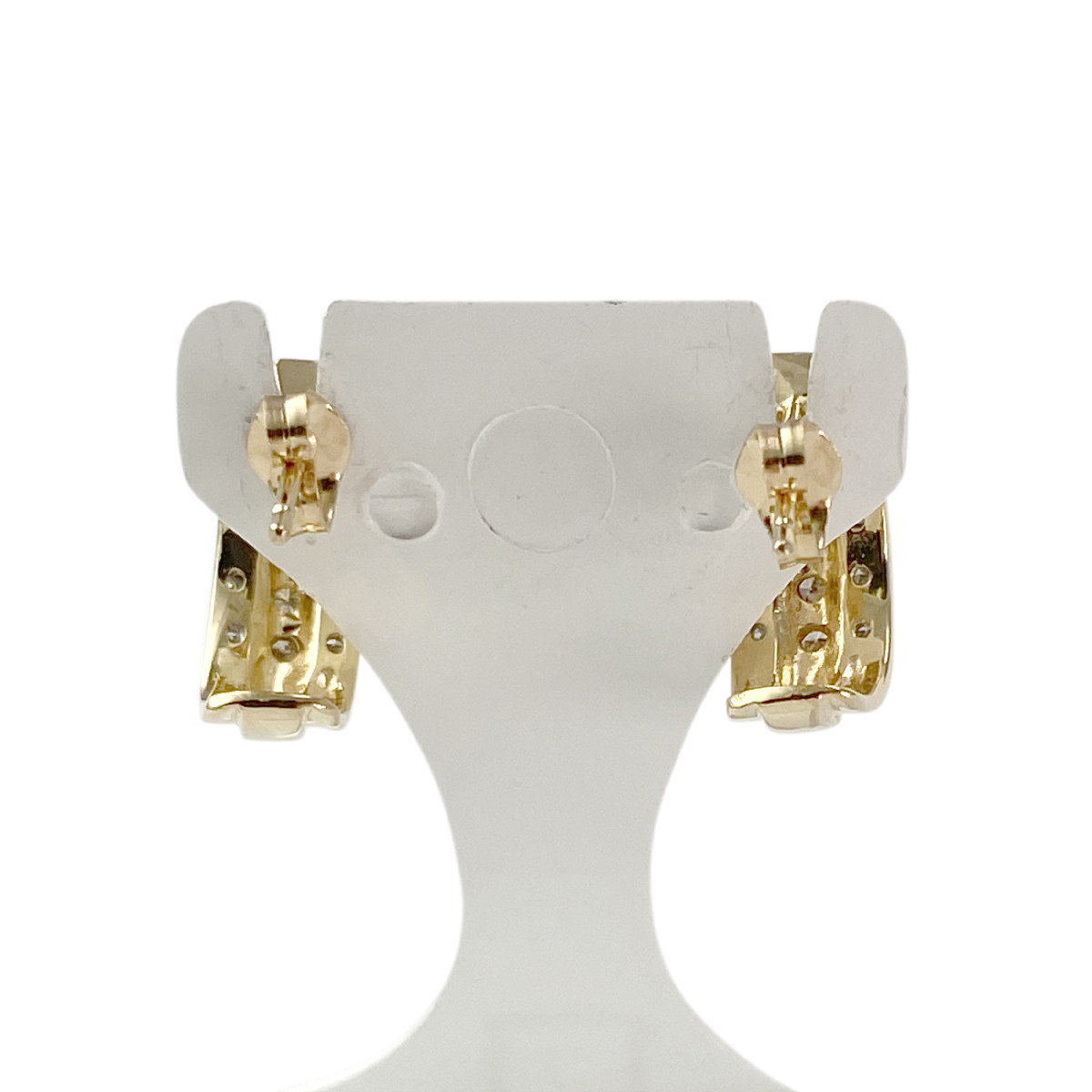 Boucles d'oreilles d'occasion or 750 2 tons diamants - vue 3