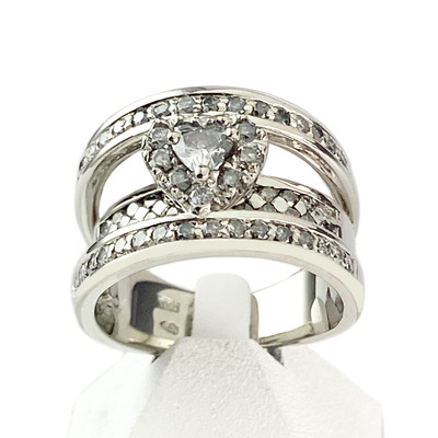 Pre-owned 750 white gold ring with diamonds - view 1