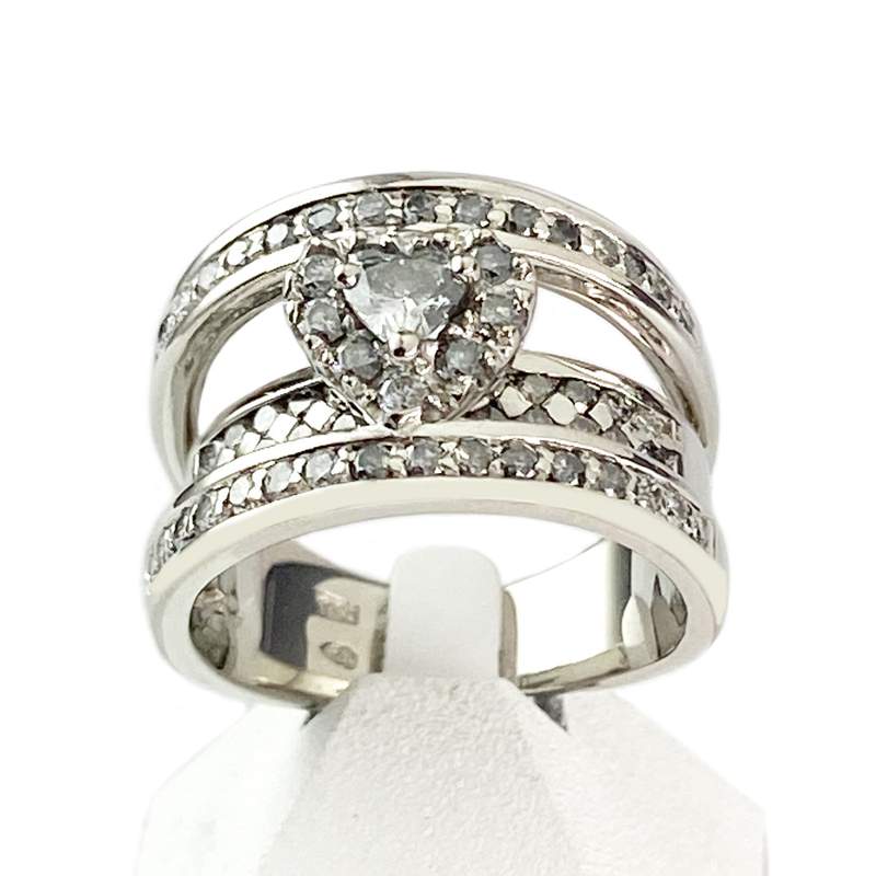 Bague d'occasion or 750 blanc diamants - vue 1