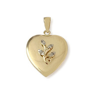 Pendentif coeur d'occasion or 750 jaune et rhodié diamants