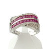 Bague d'occasion or 750 blanc diamants rubis - vue V1