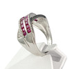 Bague d'occasion or 750 blanc diamants rubis - vue V2