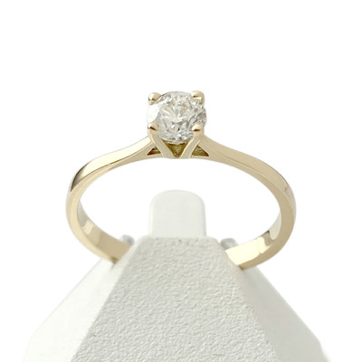 Pre-owned 18K yellow gold solitaire ring with a 0.25-carat diamond - view 1