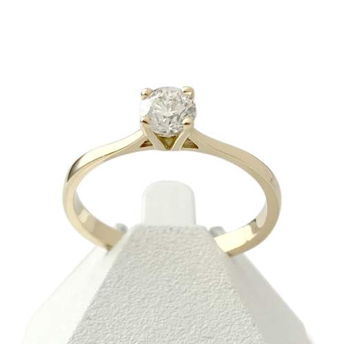 Solitaire tweedehands goud 750 gele diamant 0,25 karaat