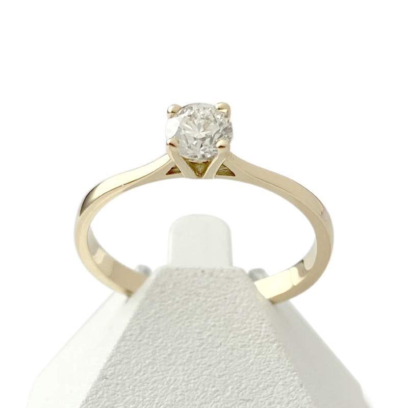 Solitaire d'occasion or 750 jaune diamant 0,25 carat - vue 1