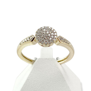 Tweedehands gouden ring 375 2 toon diamanten